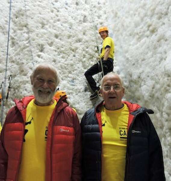 Chris Bonington and Doug Scott at Climb For CAN with Berghaus brand president Richard Leedham